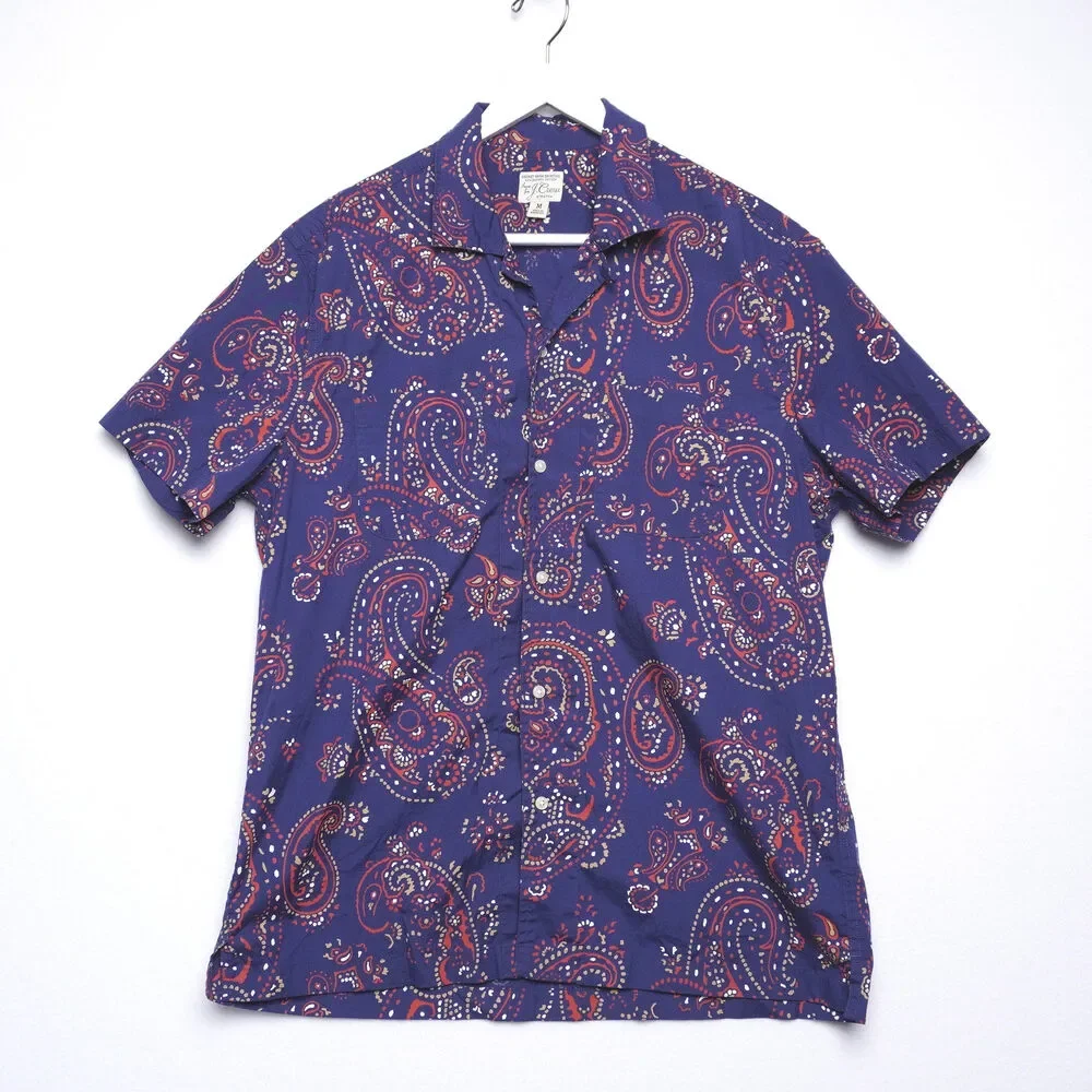 J. Crew Blue Paisley Organic Cotton Shirt Size‎ M
